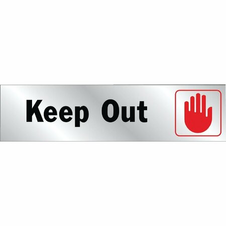 MIDWEST FASTENER Hy-Ko 2x8 Brushed Aluminum Sign, Keep Out 417
